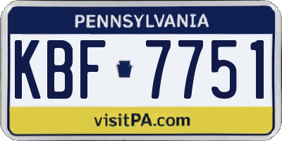 PA license plate KBF7751