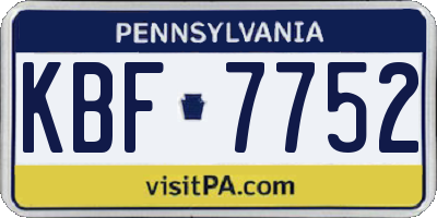 PA license plate KBF7752