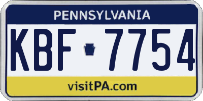 PA license plate KBF7754