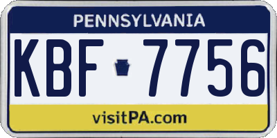 PA license plate KBF7756