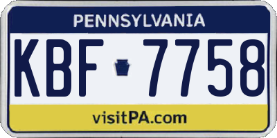 PA license plate KBF7758