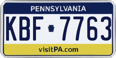 PA license plate KBF7763