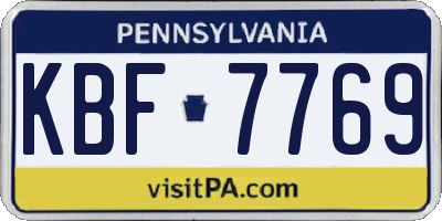 PA license plate KBF7769