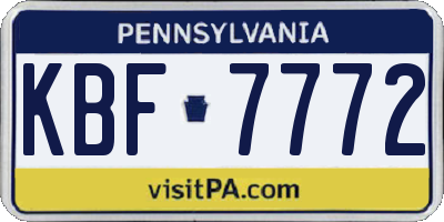 PA license plate KBF7772