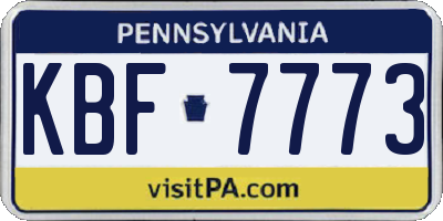PA license plate KBF7773