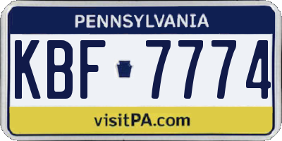 PA license plate KBF7774