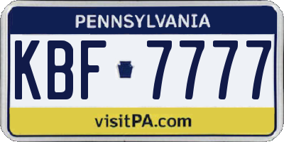 PA license plate KBF7777