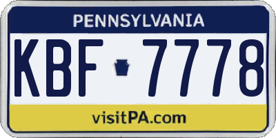 PA license plate KBF7778
