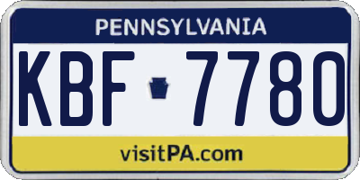 PA license plate KBF7780