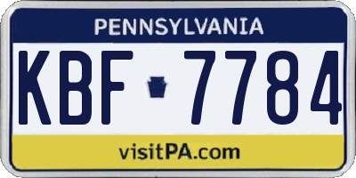 PA license plate KBF7784