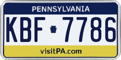PA license plate KBF7786