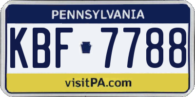 PA license plate KBF7788