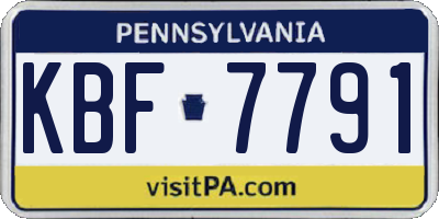 PA license plate KBF7791