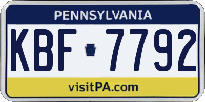 PA license plate KBF7792