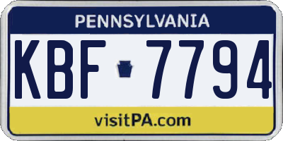 PA license plate KBF7794