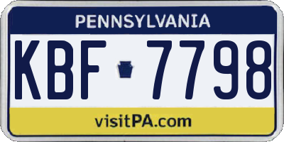 PA license plate KBF7798
