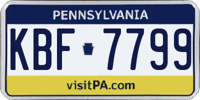 PA license plate KBF7799