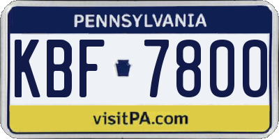 PA license plate KBF7800