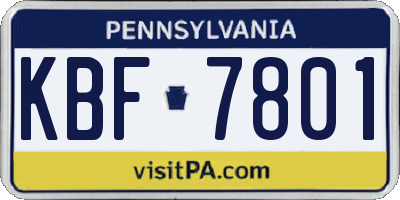 PA license plate KBF7801