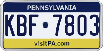 PA license plate KBF7803