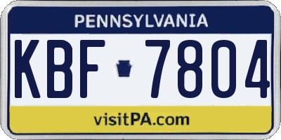 PA license plate KBF7804