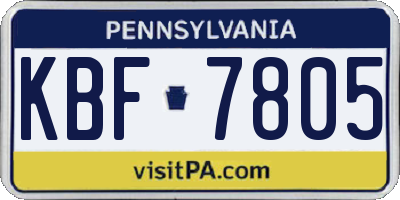 PA license plate KBF7805