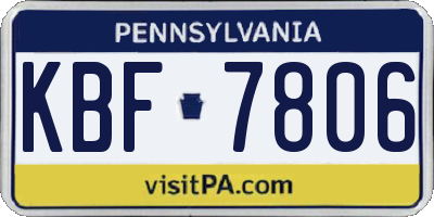 PA license plate KBF7806