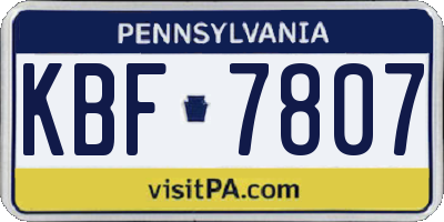 PA license plate KBF7807