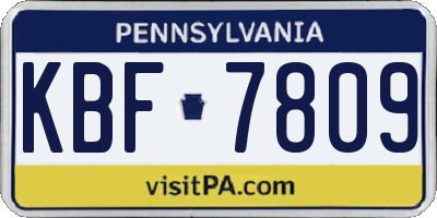 PA license plate KBF7809