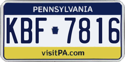 PA license plate KBF7816