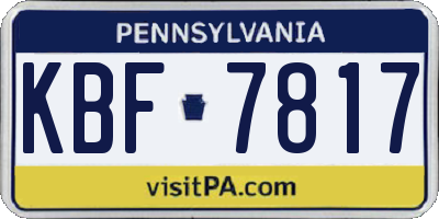 PA license plate KBF7817