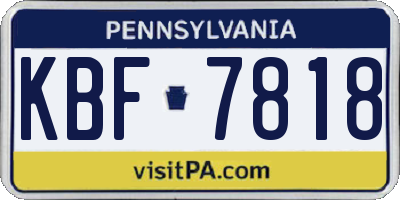PA license plate KBF7818