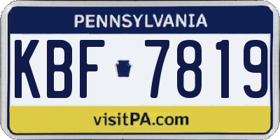 PA license plate KBF7819