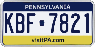 PA license plate KBF7821