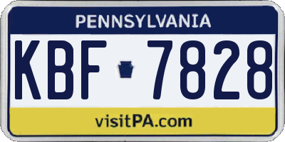 PA license plate KBF7828