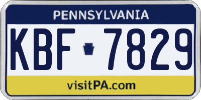 PA license plate KBF7829