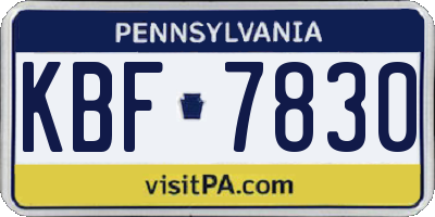 PA license plate KBF7830