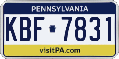 PA license plate KBF7831