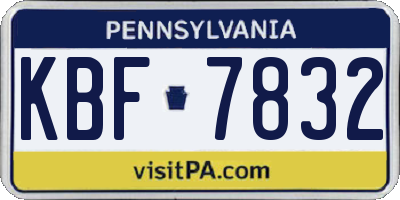 PA license plate KBF7832