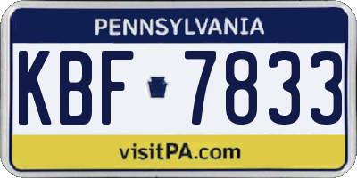 PA license plate KBF7833