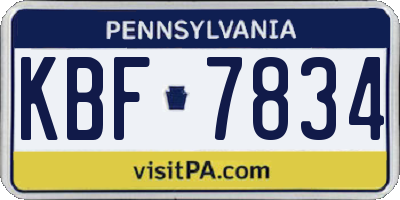 PA license plate KBF7834