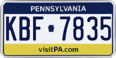 PA license plate KBF7835