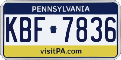 PA license plate KBF7836