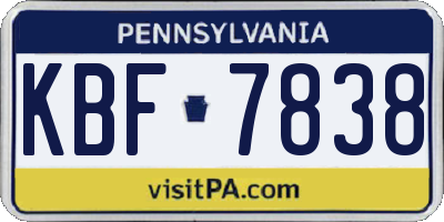 PA license plate KBF7838