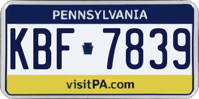 PA license plate KBF7839