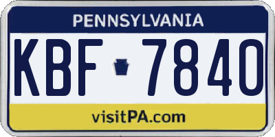 PA license plate KBF7840