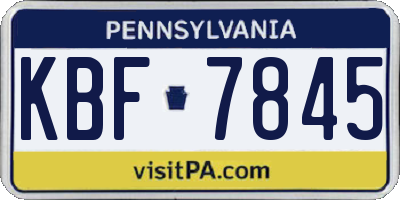 PA license plate KBF7845