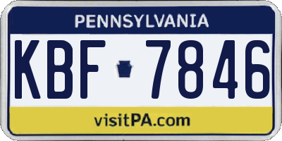 PA license plate KBF7846