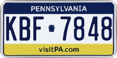PA license plate KBF7848
