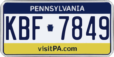 PA license plate KBF7849